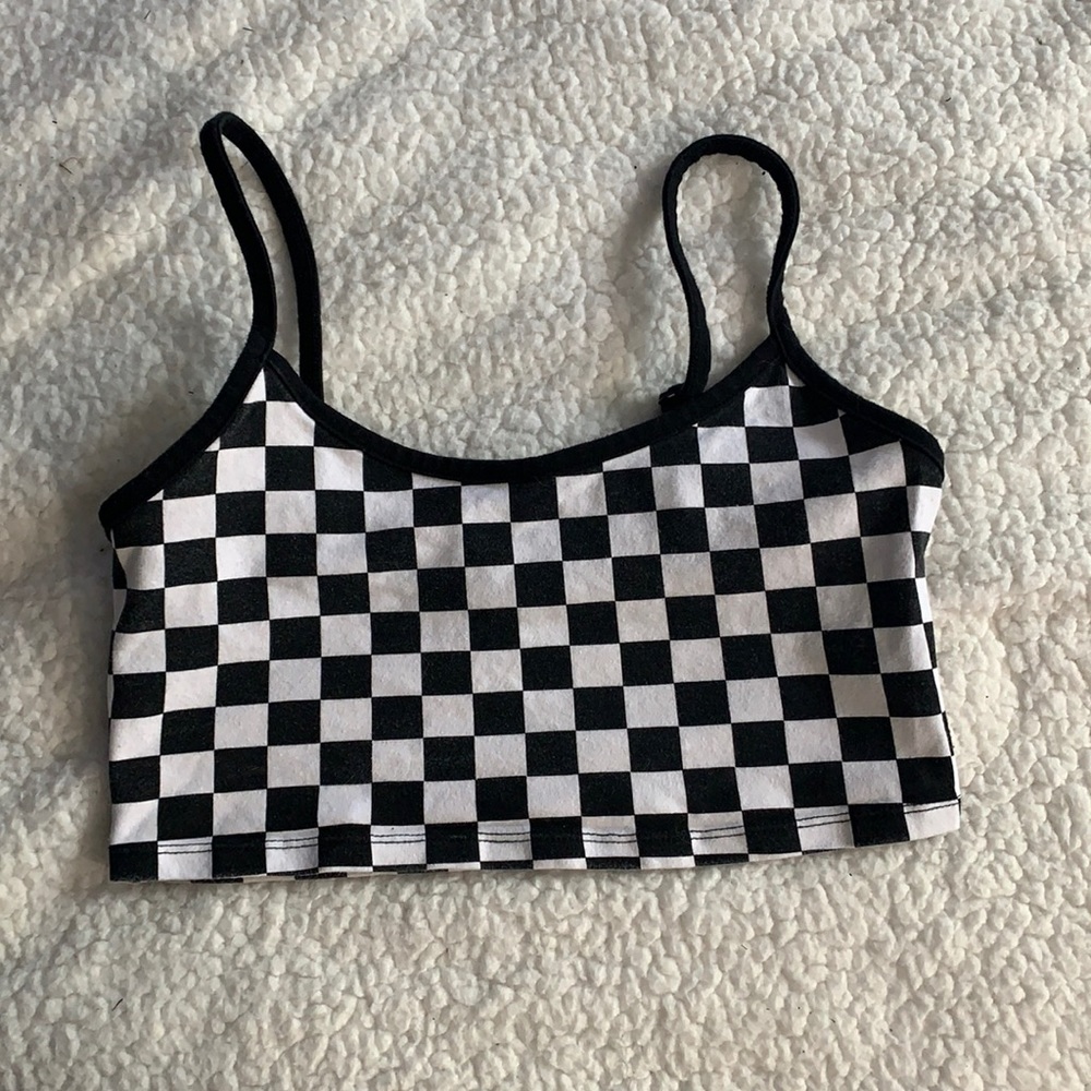Black and white checkered crop top